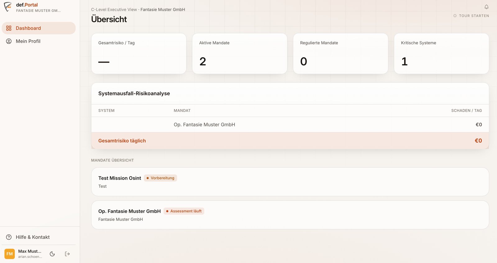 Dashboard des def.Portals